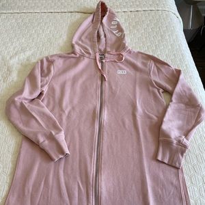 PINK Full Zip Logo Hoodie, XS, Pink w/white lettering